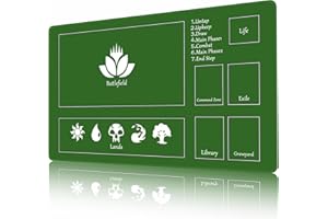 AIRCBC MTG Playmat Stitched with Magic Zone Non-Slip Rubber Backing Printing Commander Board Game Desk Mat Duel Mat TCG PTCG Playmat 24x14 inches and Free Storage Bags (Green)