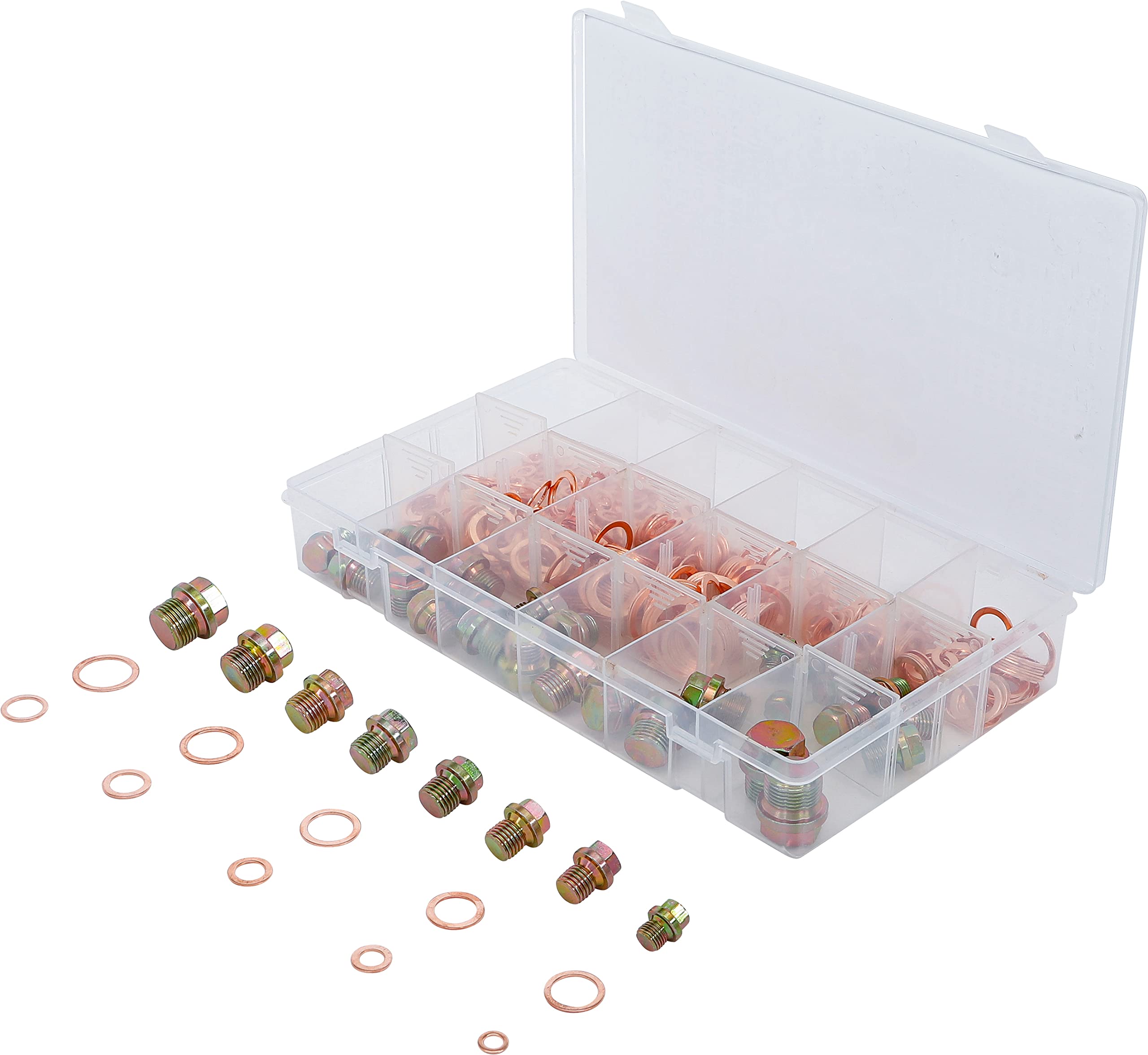 BGS 8118 | Oil Drain Plug Screws and Copper Seal Ring Assortment | 534 pcs.