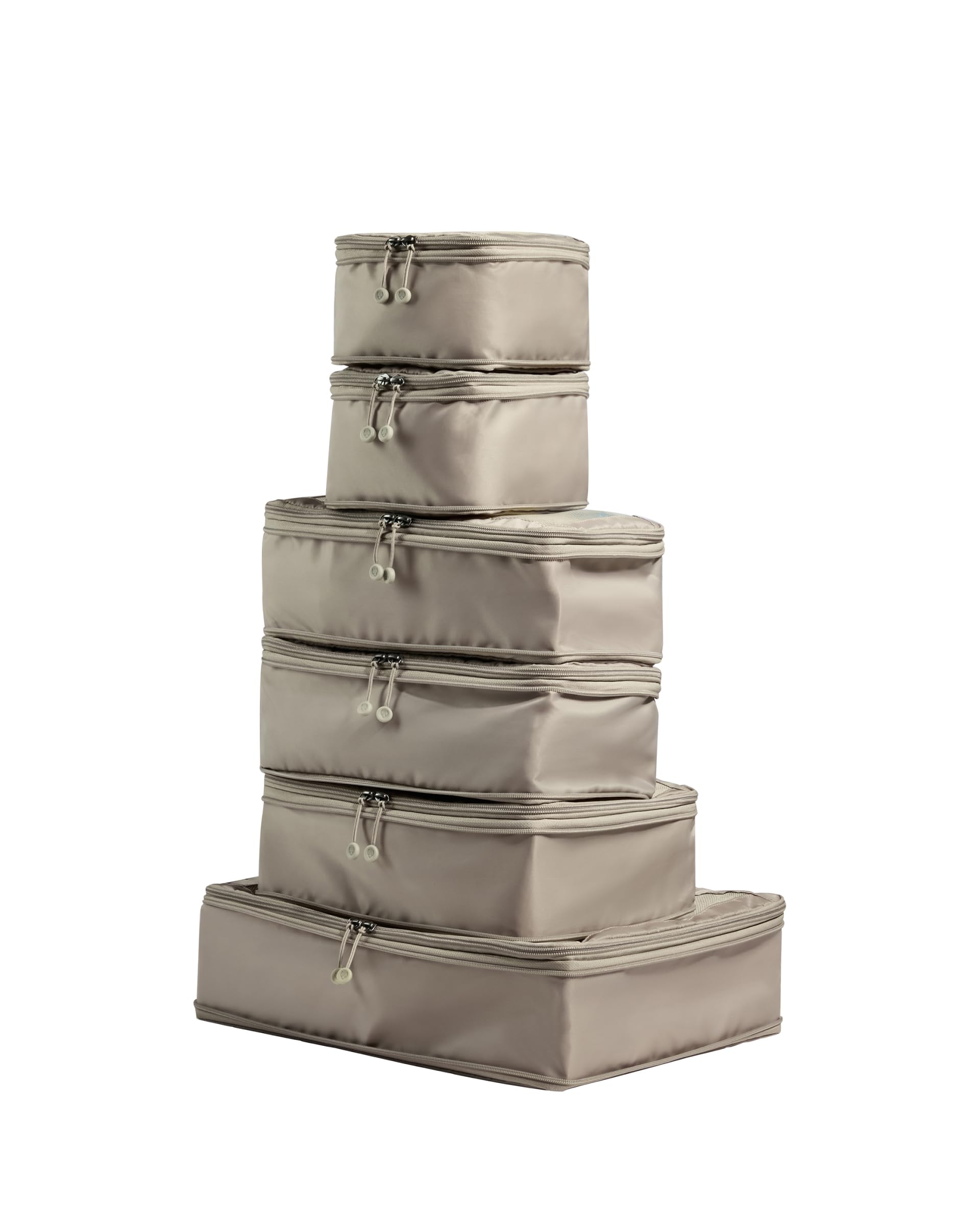 ANTLER - Compression Packing Cubes, Set of 6 Essential Packing Cubes for Suitcases and Backpacks - Holiday, Travel & Accessories Organiser, Easy Clothes and Shoe Storage - Taupe