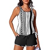 Summer Mae Blouson Women’s Tankini Swimsuits with Shorts Tummy Control Bathing Suits Side Pockets
