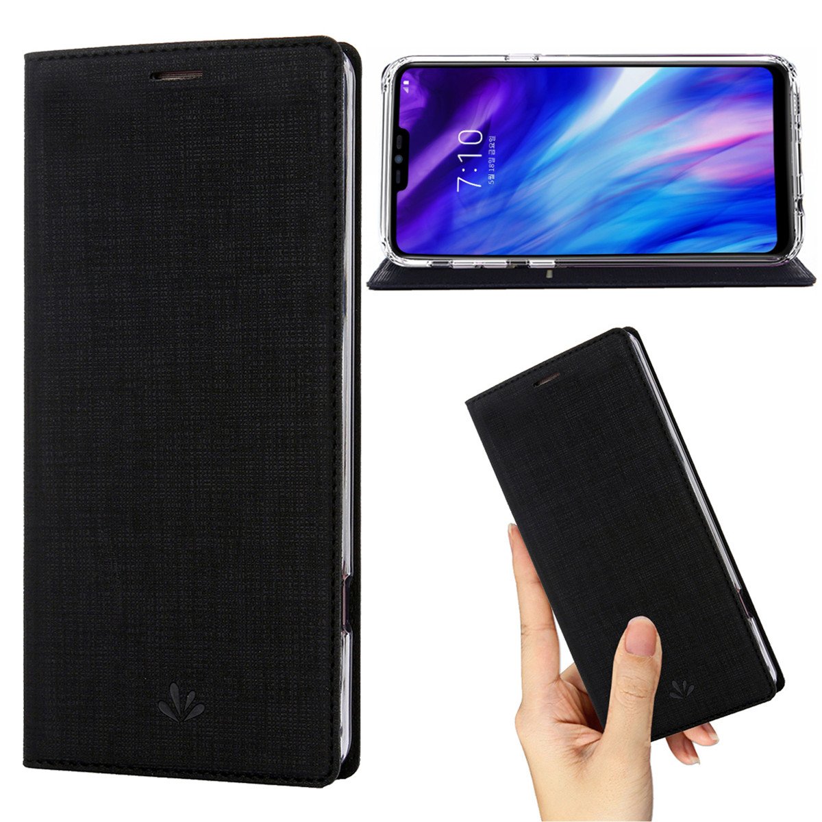 Best lg g7 thinq case, premium flip leather wallet case