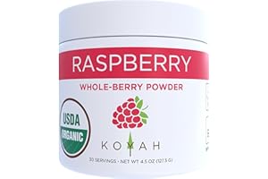 KOYAH - Organic Raspberry Powder 30 Servings (1 Scoop = 15 Raspberries), Freeze-Dried, Whole-Berry Powder, Equivalent to 450 Raspberries