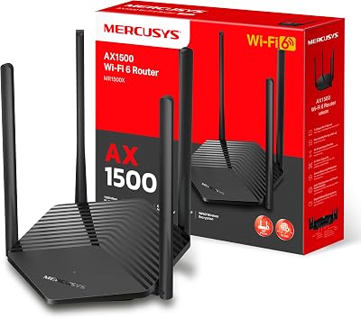 MERCUSYS MR1500X AX1500 Dual Band WiFi Router with 4 High Gain Antennas