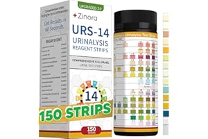 TANSOZHE 14-Parameters Urine Reagent Strips [150ct], Comprehensive Urinalysis Detection with Fast Full Check-up | Kidney, Liver, UTI, Ketosis - CRE, PRO, BIL, KET, SG +9 More
