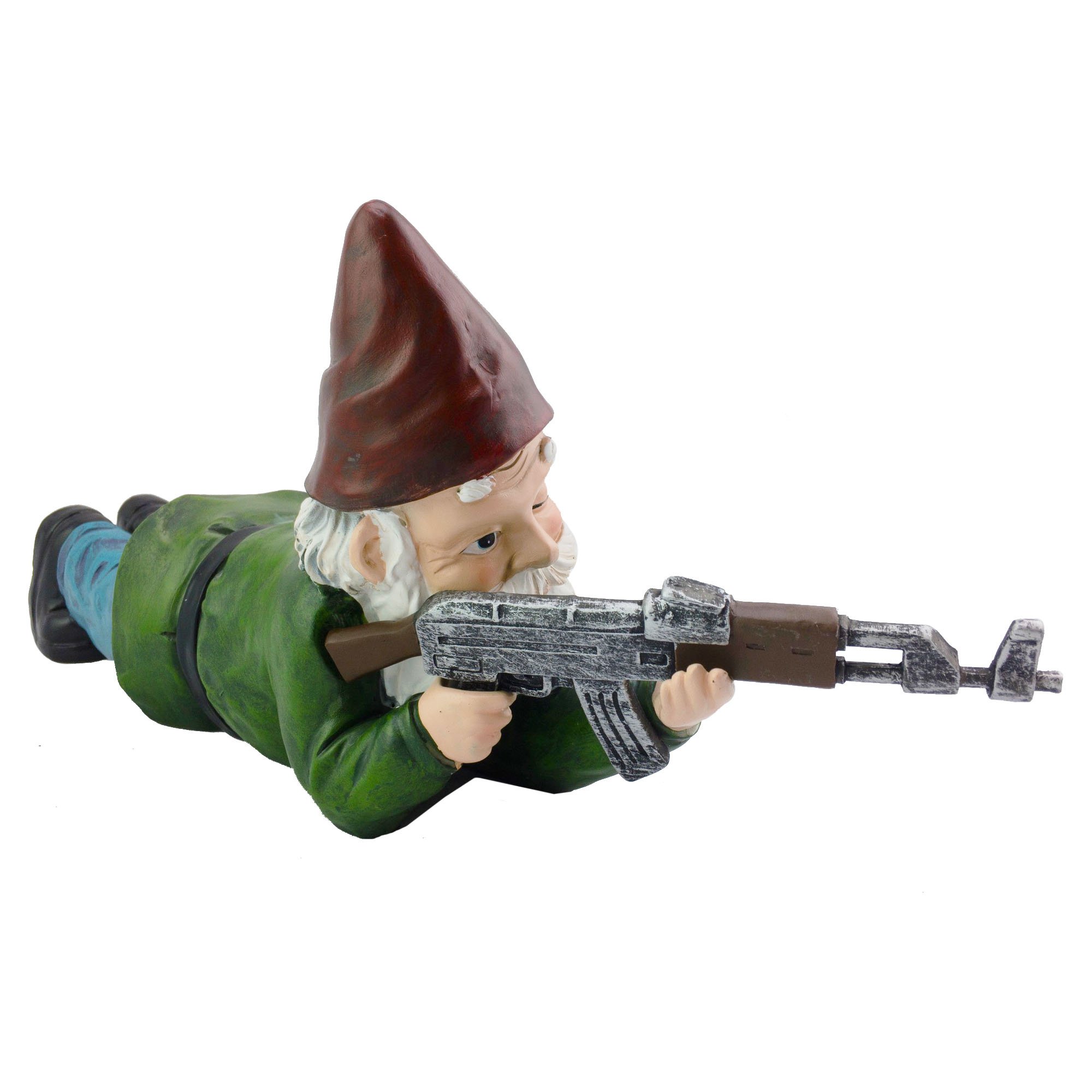 Military Garden Gnome With An AK47 Funny Army Statue, Perfect For Gun