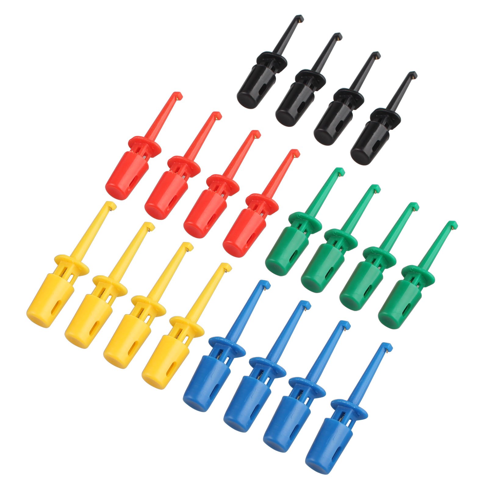 HALJIA 20PCS 5 Colors Multimeter Part Colorful Electrical Testing Hook Clip Grabber Test Probe Cable for Multimeter Wire Lead kit