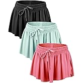 Didaey 3 Pcs Flowy Running Shorts for Women 2 in 1 Butterfly Shorts with Pockets Spandex Liner Athletic Workout