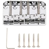 4 String Bass Bridge Top-load or String-thru Bridge Hard Tail Steel Bridge | for Jazz Bass Precision Bass P Bass, Guitar Parts Accessories, Chrome