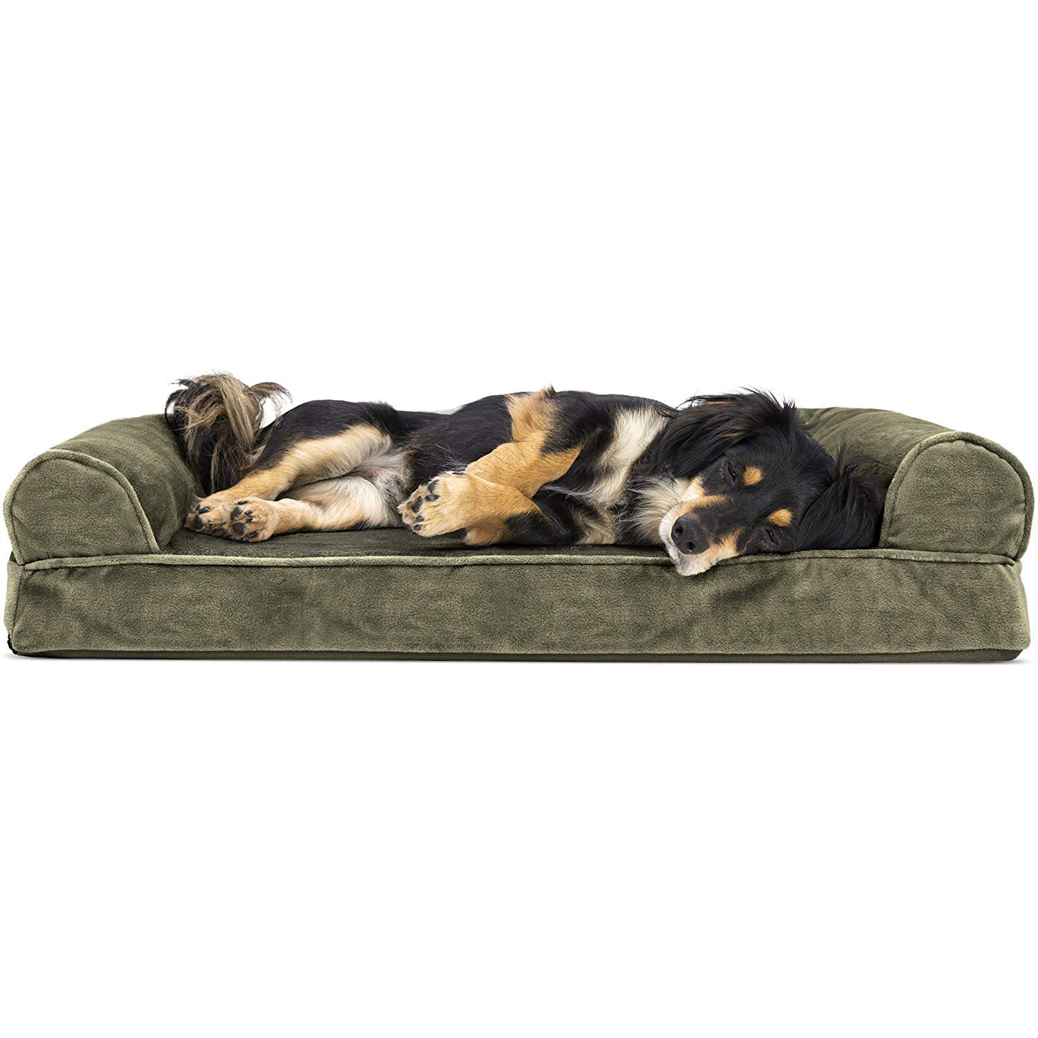 Photo 1 of (MISSING COVER) FurHaven Soft, Orthopedic Foam Sofa Dog Bed with Washable & Removable Cover - Faux Fur/Velvet - Dark Sage, Dogs Up to 35 lbs - Medium