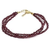 Gempires Natural Multi Strand Beaded Bracelets Lightweight Handmade Gemstone Jewelry Hypoallergenic 8 Inch Gold Plated Stylish Everyday Wear Jewelry