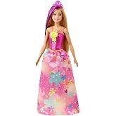 Barbie Dreamtopia Royal Fashion Doll &amp; Accessory, Blonde with Purple Hairstreak Wearing Removable Pink Skirt &amp; Headband