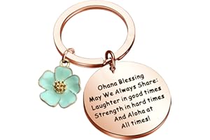 FUSTMW Ohana Keychain Blessing Gifts Hibiscus Charm Keychain Hawaiian Ohana Jewelry Gift for Family Best Friends Gift