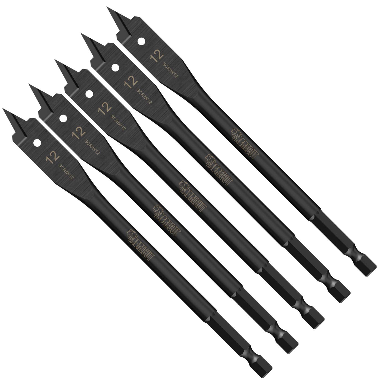 5 x SabreCut SCRIW12_5 12mm x 152mm Impact Rated Flat Wood Spade Bits for Softwood Hardwood Chipboard