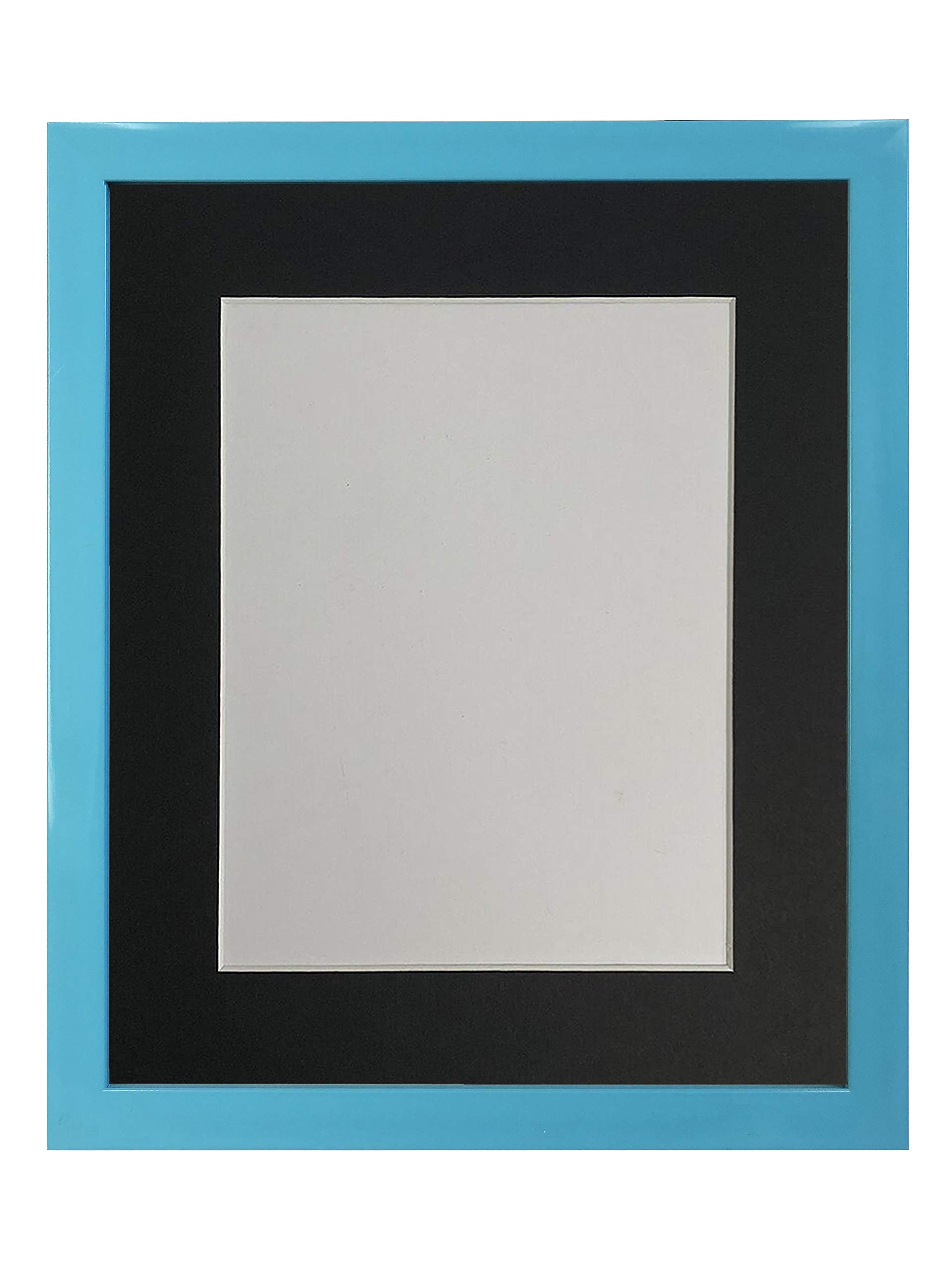 FRAMES BY POST 0.75 Inch Blue Picture Photo Frame with Black Mount 20 x 16 Image Size A3 Plastic Glass — image 1