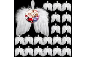 SHYNEK 20Pcs Sublimation Ornament Blanks with 20Pcs Angel Wings Ornaments for Christmas Tree Decorations, Angel Wings for Crafts and Sublimation Blank Ornaments for Christmas Ornaments Decor