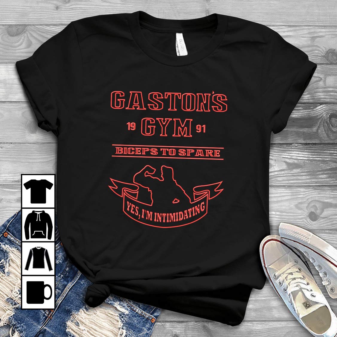 Ness Gaston's Gym Bicepts To Spare Yes, I'm Imtimidating Red T Shirt