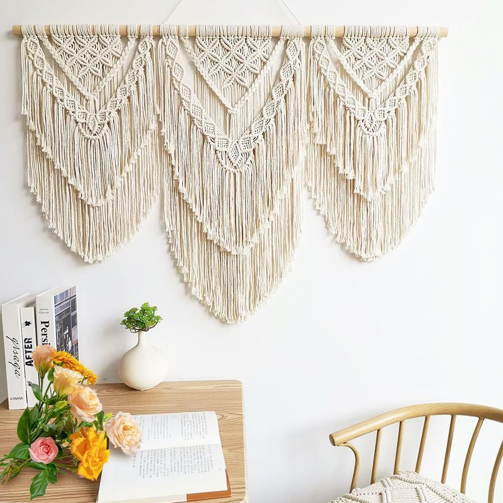 Hibisaws Macrame Boho Tapestry, Large, Handwoven, Bedroom, Balcony, Wall Decoration, Gift for Women