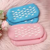 kuou 2 Pairs Soft Moisturizing Socks Gel Lining with Oils & Vitamin E Blue Pink view 8