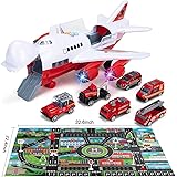 Car Toys Set with Transport Cargo Airplane, Educational Vehicles Fire Fighting Car Set for Kids Toddlers Child Gift for 3 4 5
