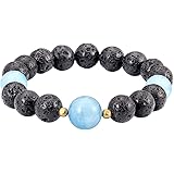 Jewever Lava Rock Bracelet for Women Men Gemstones Crystals Healing Essential Oil Diffuser Aromatherapy Yoga Beads 10mm