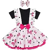 AWIBMK Baby Girls Mouse Birthday Outfits Mouse T Shirt and Suspender Tulle Skirt with Headband Cake Smash Halloween Costume