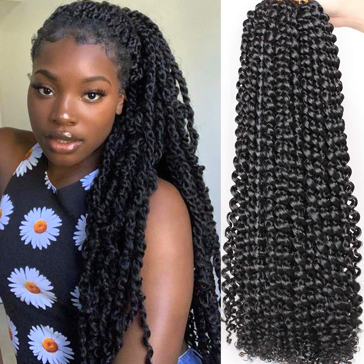 Leeven 24 inch Passion Twist Braiding Hair for Butterfly Faux Locs - 2 Packs Water Wave Synthetic Crochet Hair - 1B# โ image 1