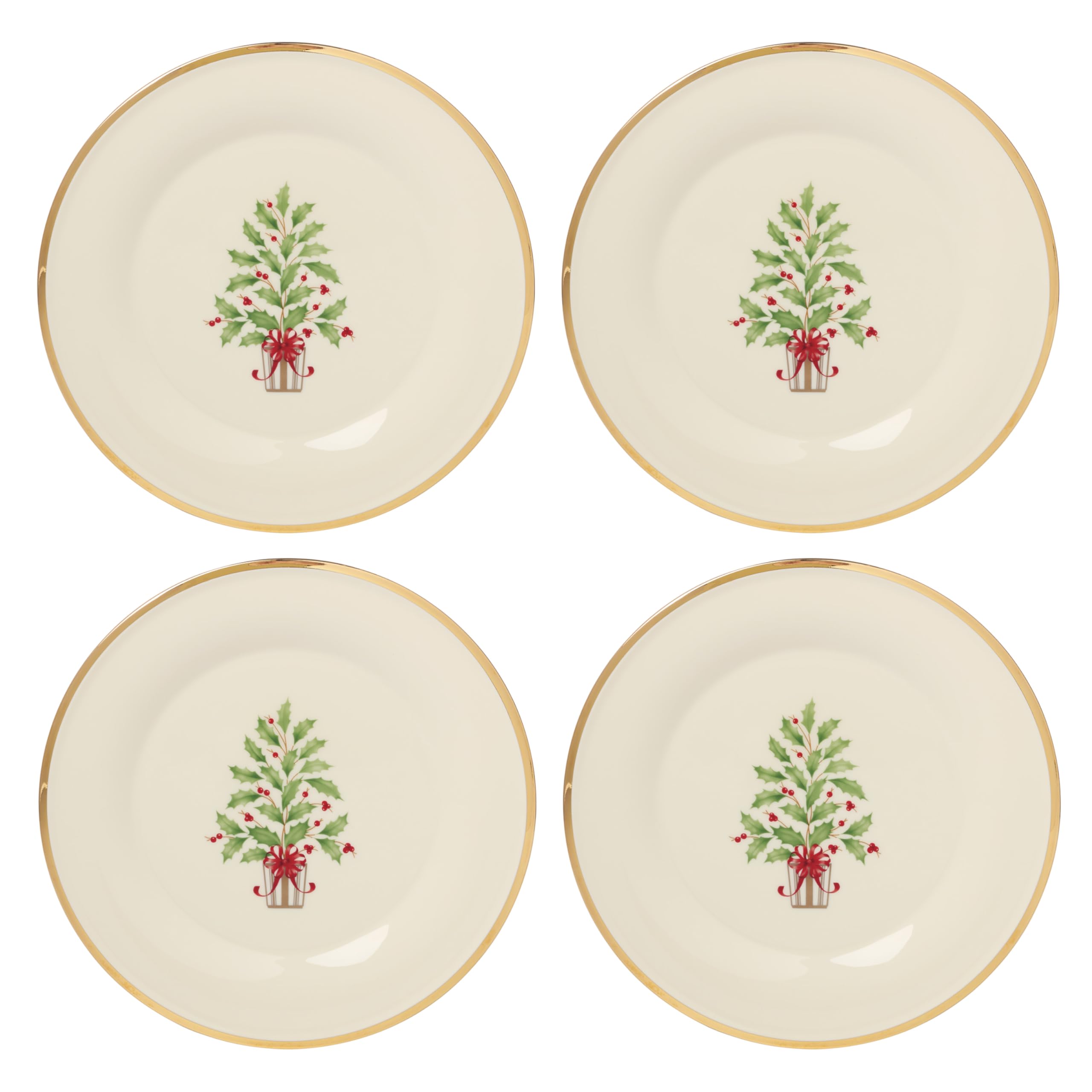 Lenox 897744 Holiday Tree Accent Plates, Service For 4, Christmas Dishes, Dinnerware Set, Image