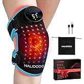 HALIDODO Red Light Therapy & Vibration Massage Knee Brace - Rechargeable Controller, 660nm&850nm Red Light Therapy Heated Device for Knee/Joint/Elbow/Shoulder, Blue.