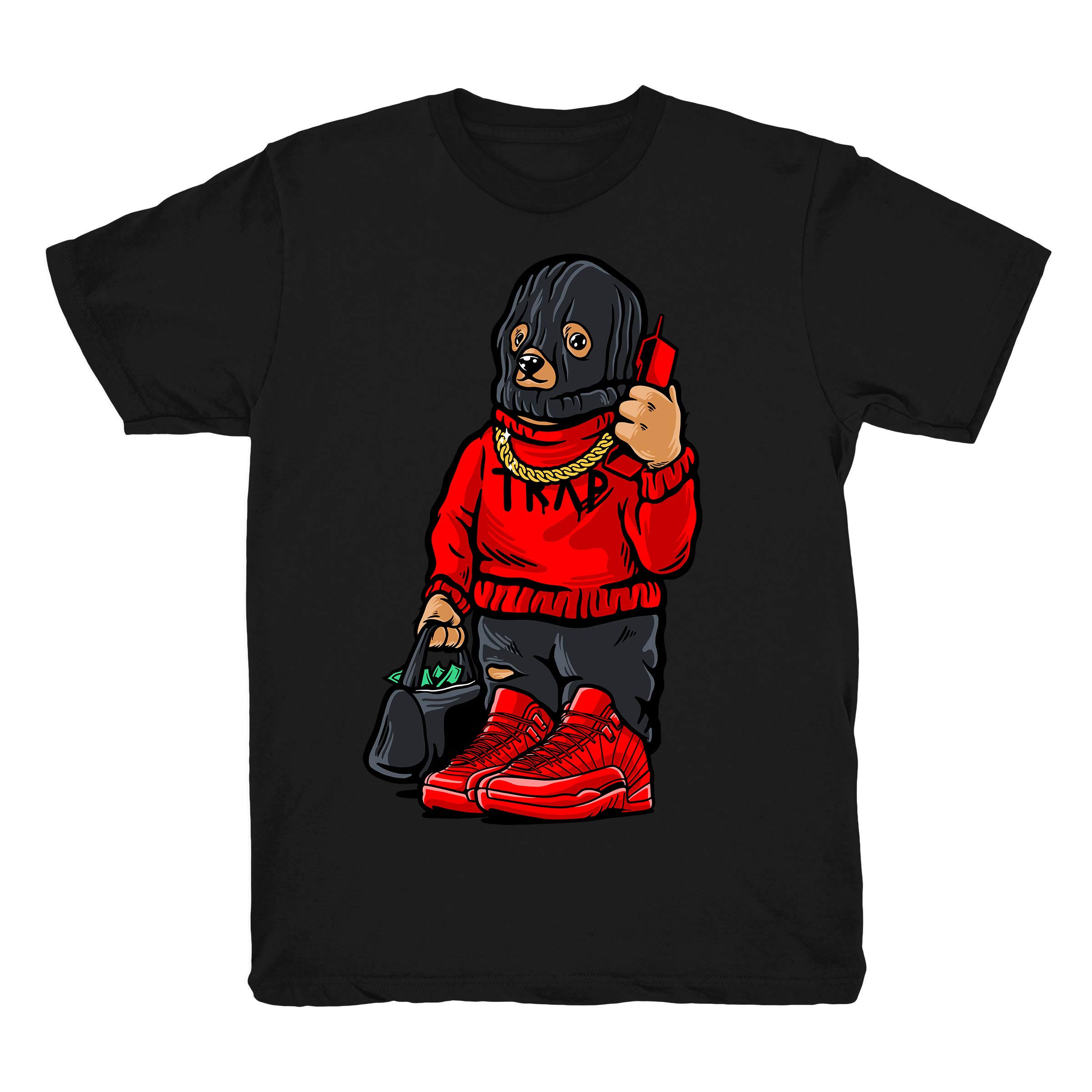 Gym Red 12 Trap Bear To Match Jordan 12 Gym Sneakers Black T Shirt