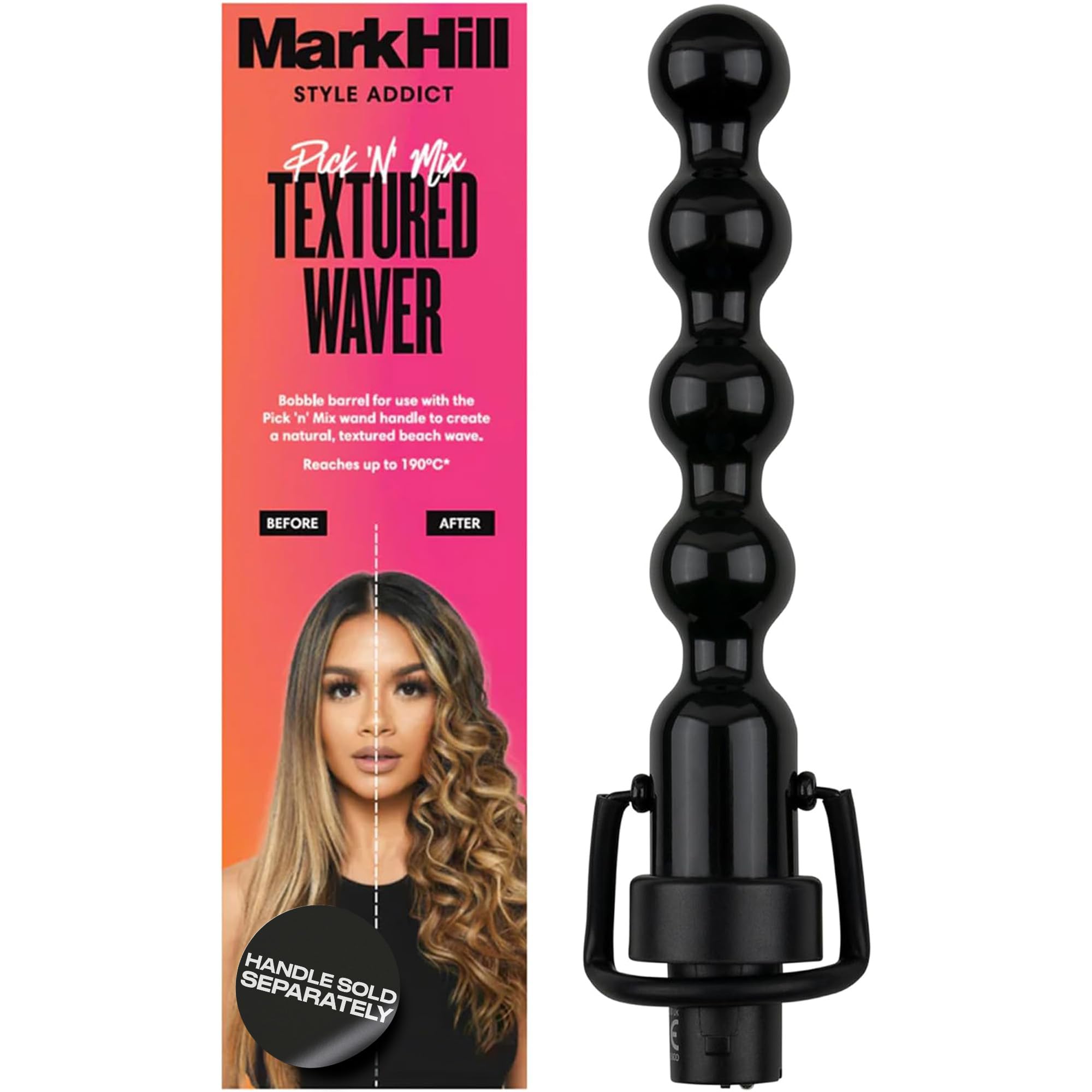Mark Hill Pick 'N' Mix Interchangeable Curling Wand - Textured Waver Barrel - Black (Handle Not Included)