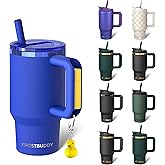 Frost Buddy Thicc Buddy - 16 oz Stainless Steel Vacuum Insulated Tumbler with Lid and Straw for Water - Travel Mug Cupholder Friendly - Gifts for Women Men Him Her (Royal)