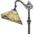 Capulina Tiffany Floor Lamp H62 Tall Antique Mission Style Stained Glass Soft Light Arched Gooseneck Adjustable Angle Reading Lamp for Living Room Bedroom