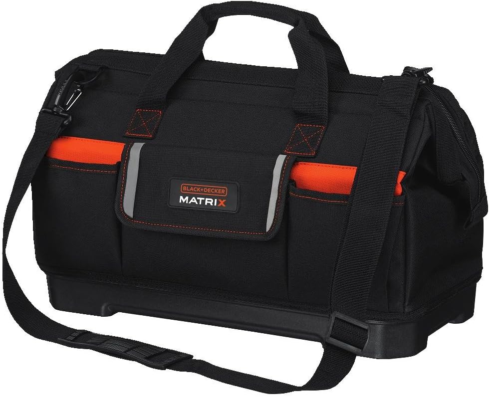 BLACK+DECKER Matrix Tool Tote Bag Wide-Mouth Storage Organizer BDCMTSB