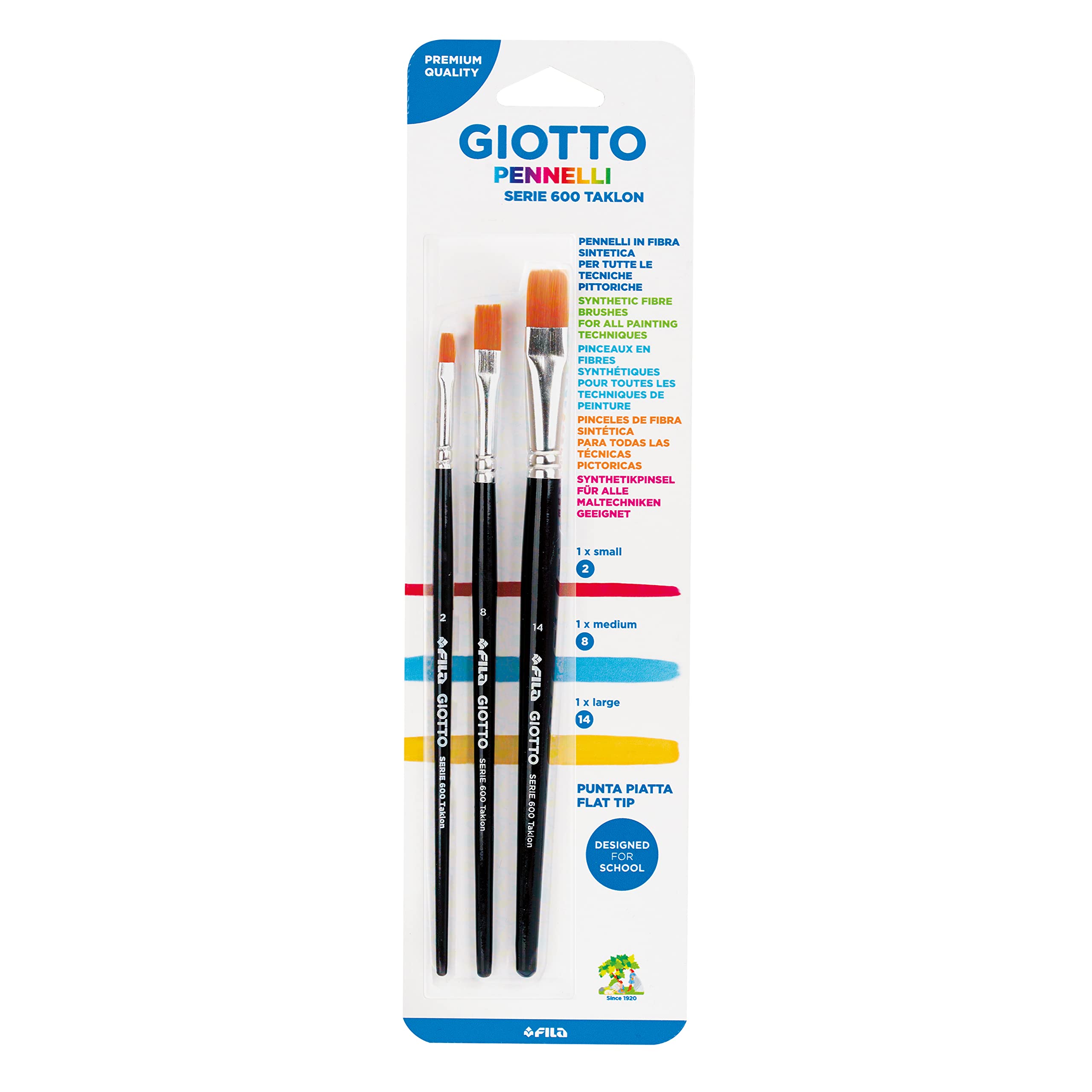 Giotto- Set of 3 brushes Taklon 600, Neutral colour, 026000