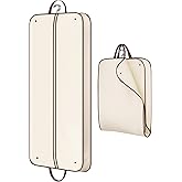 MISSLO 60" Foldable Garment Bags for Travel for Women Dress Bags for Gowns Long Hanging Bag for Closet Storage Dress Protector Bag for Gowns, Suits, Coats, Beige