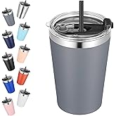 VEGOND 12oz Tumbler Stainless Steel Tumbler bulk Vacuum Insulated Double Wall Travel Tumbler with Lid and Straw Reusable Tumbler, Grey 1 Pack