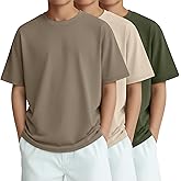LessonZoo 3 Pack Boys Short Sleeve Shirts Kids Loose Fit Crewneck Tops Casual Summer Basic Tee