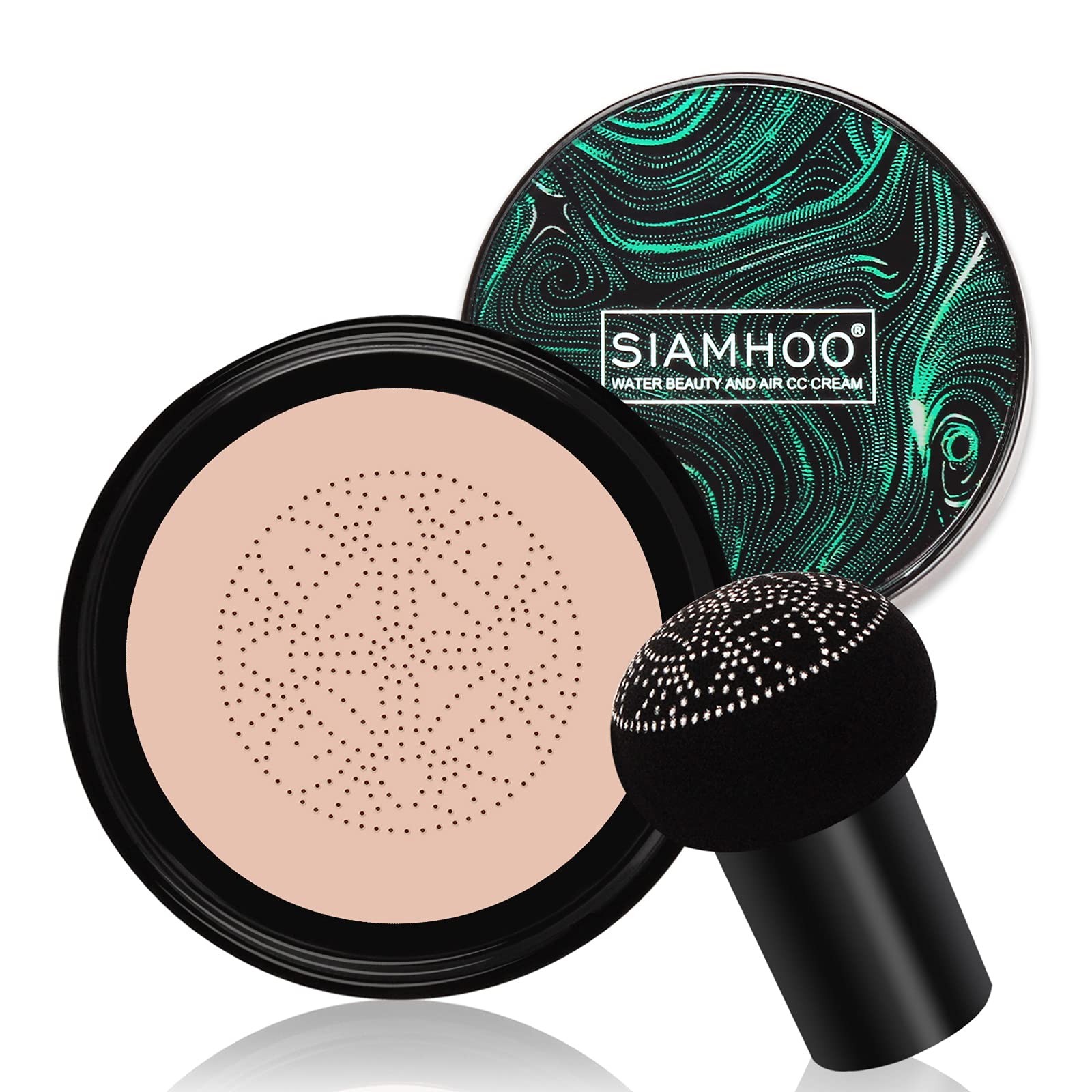 SIAMHOO CC Cream Foundation with Mushroom Head Air Cushion CC Cream Foundation Full Coverage for Flawless Makeup, Even Skin Tone 0.7fl.oz - Natural
