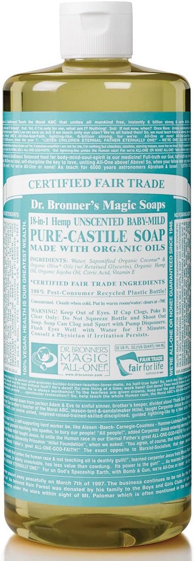 Dr Bronner Baby Mild Castile Liquid Soap 236ml 3 Pack Organic Fair Trade