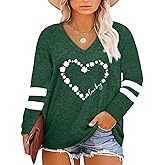 Plus Size St Patricks Day Shirt Women Funny Irish Festival Holiday Long Sleeve Tops Lucky Green Tee T-Shirt