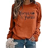 MNLYBABY Halloween Sweatshirt for Women Hocus Pocus Shirts Long Sleeve Black Cat Shirt Halloween Pullovers Sweatshirts Tops