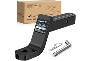 Nilight Trailer Hitch Ball Mount with 5/8" Hitch Pin Clip Fits 2 Inch Receiver Square 7500 lbs 4" Drop, 3” Rise, 1” Hole, Glo