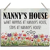 Rustic Sign, Mother's Day Gift, Grandma's Gift, Mom's Gift, Hanging Printed Wood Wall Art Sign Decor, Nanny's House What Happens At Nanny's House, Stays At Nanny's House, Sign Gift for Grandma