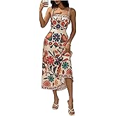 GORGLITTER Women's Floral Print Backless Maxi Dresses Sleeveless Boho Summer Vacation A Line Flowy Prom Long Sundresses