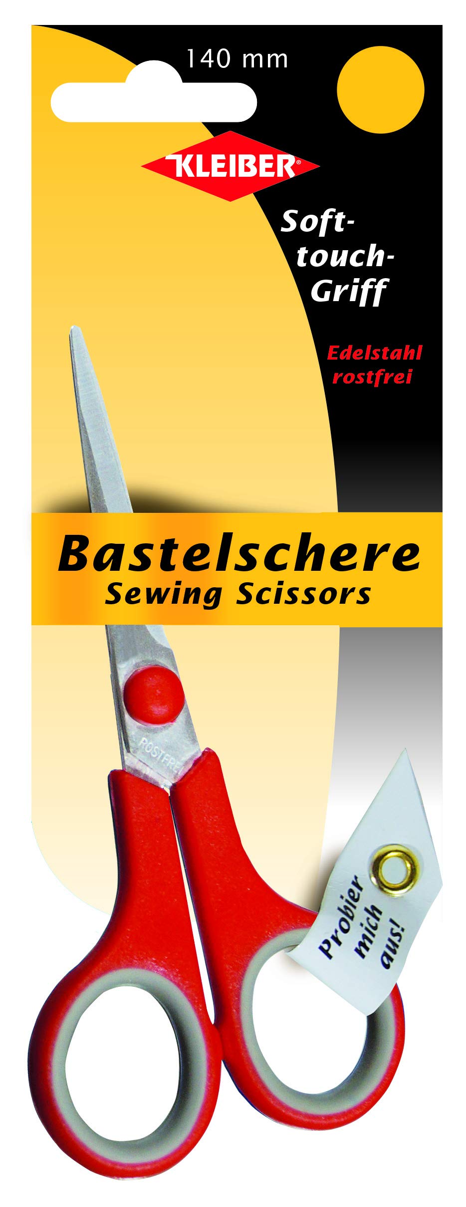 Kleiber 140 mm Stainless Steel Soft Grip Sewing Scissors with Handles, Red