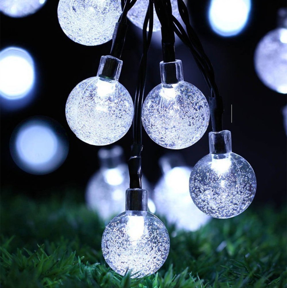 white outdoor string lights 30led fairy lights solar garden lights outside christmas tree lights ball 2 mode 6m 20ft waterproof decking patio lighting for home party wedding festival decking patio lighting garden outdoors