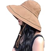 DRIONO Wide Brim Bucket Hat - UPF50+ Protection Travel Beach Sun Hat with Semi-Rigid Adjustable Foldable Brim