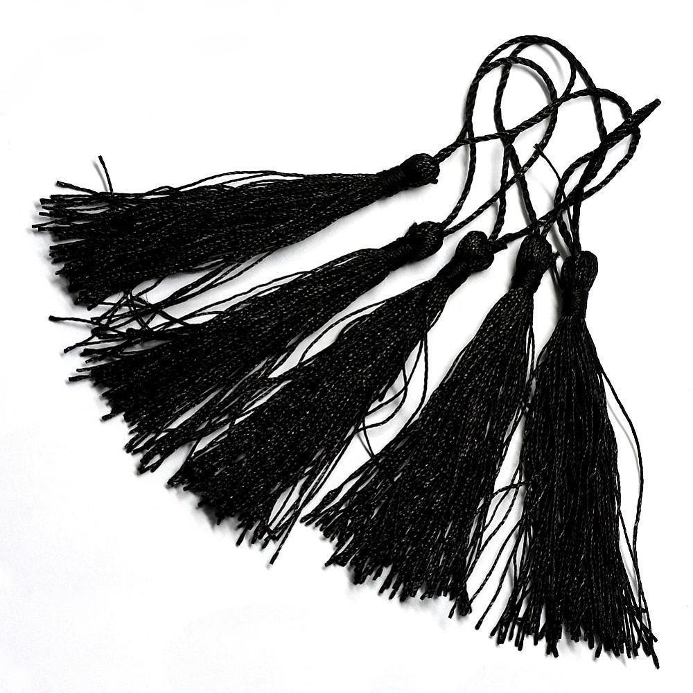 50 x Black Silky 13.5cm Crafts Making Tassels - Bookmarks, Scrapbooking and Cardmaking