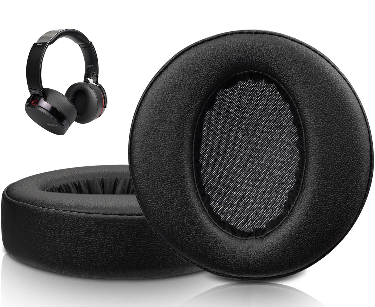 SOULWIT Professional Earpads Cushions Replacement for Sony MDR-XB950 XB950BT XB950B1 XB950N1 XB950AP Over-Ear Headphones, Ear Pads with Softer Protein Leather, Noise Isolation Memory Foam - Black