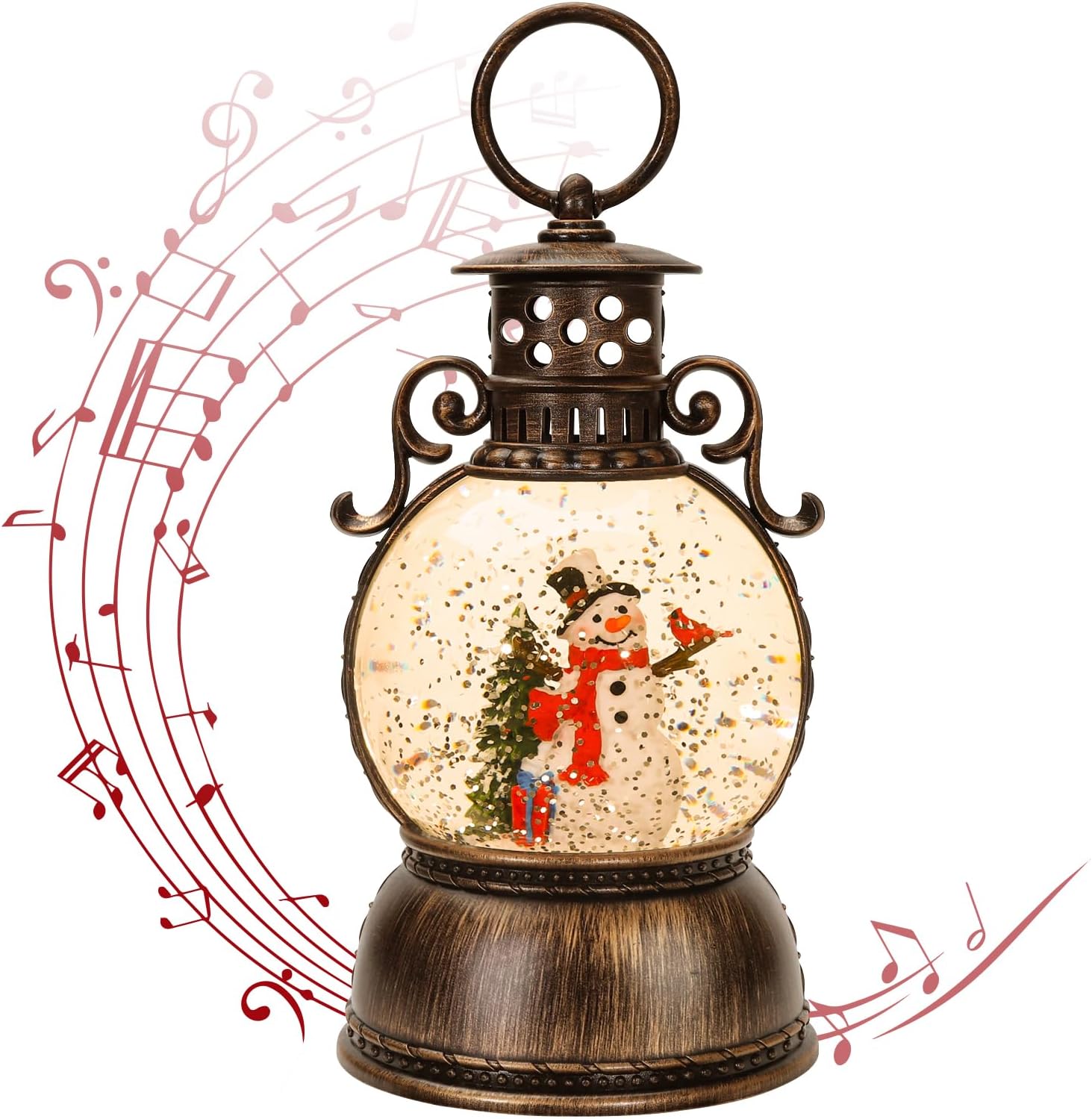 Snow Globes - Christmas Decorations, Home Lighted Christmas Snow Globe, Christmas Lantern, Water Lanterns Glittering with Christma Music USB and Battery Operated Singing Lanterns Decoratives (Yuan Ting - Snowman)